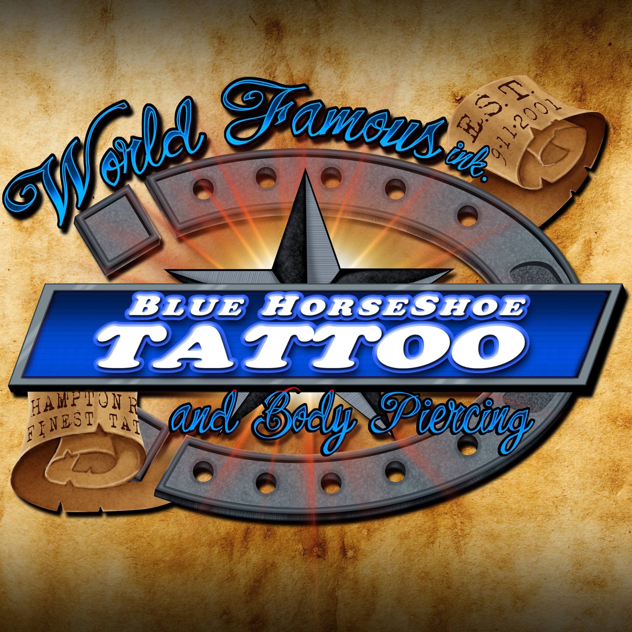 Blue Horseshoe Tattoo and Body Piercing