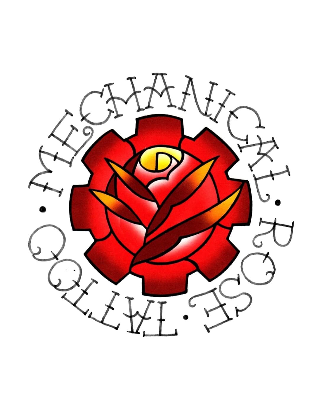Mechanical rose tattoo studio